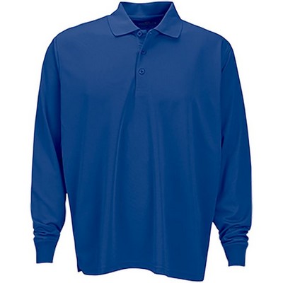 Vansport Omega Long Sleeve Solid Mesh Tech Polo