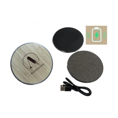 15W Bamboo Wireless Charger With LED Light